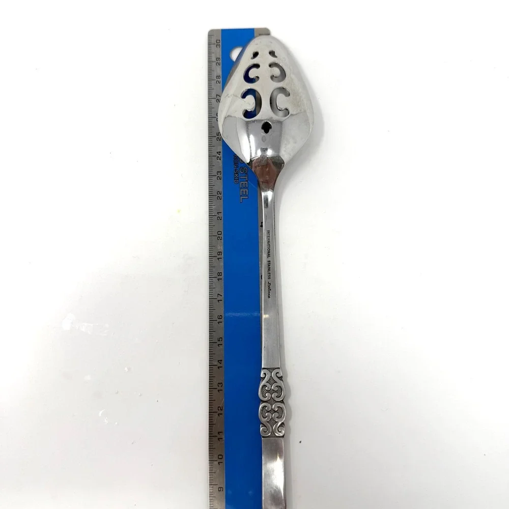International Stainless Deluxe Danish Scroll Salad Serving Set Fork Spoon‎